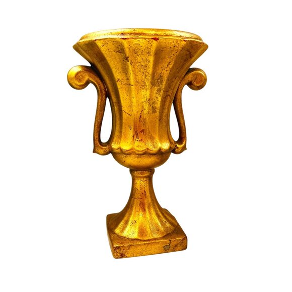 ❌SOLD❌Vintage gold pedestal vase with handles - Picture 1 of 14